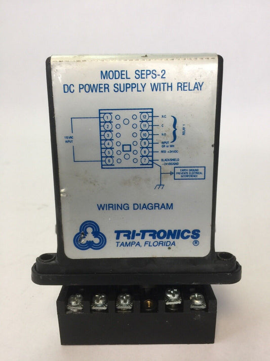 TRI-TRONICS SEPS-2 DC POWER SUPPLY WITH RELAY 5A@120VAC,RESISTIVE OR 24VDC-1/8HP