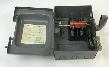 SQUARE D A81261 30AMP 600VDC 15HP 1PH SER.A1 NON FUSIBLE SAFTEY SWITCH