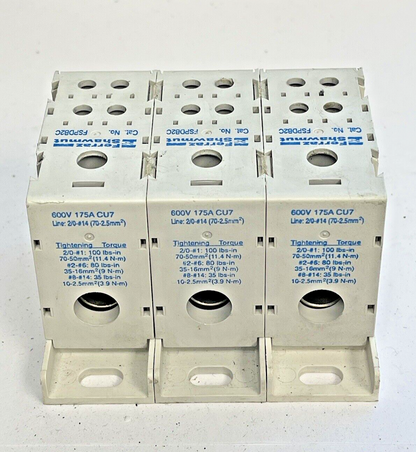 FERRAZ SHAWMUT *LOT OF 3* - FSPDB2C - POWER DISTRIBUTION BLOCK - 600VAC, 175A