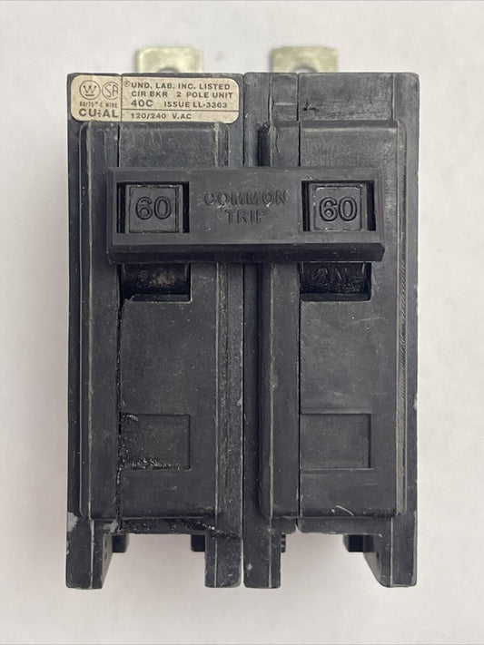 WESTINGHOUSE QBHW2060TM QUICKLAG CIRCUIT BREAKER 60AMP 120/240VAC 2POLE
