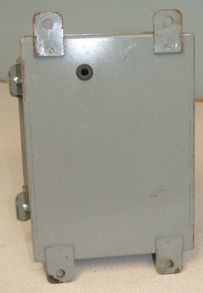 HINGED STEEL CONTROL BOX / ENCLOSURE / Approx. 8" x 6" x 3" / USED