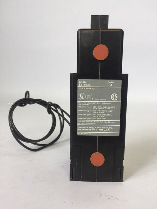 SIEMENS S11MN6 SER A 125VDC SHUNT TRIP CIRCUIT BREAKER ACCESSORY