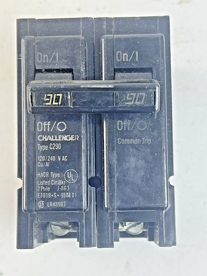 CHALLENGER *BOX OF 6* - C290 - 90A, 2 POLE TYPE C CIRCUIT BREAKERS, 120/240 VAC