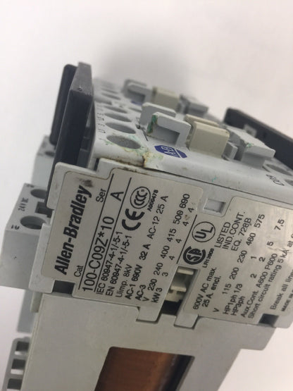 ALLEN BRADLEY 100-C09Z*10 REVERSING CONTACTOR 600VAC 25A COIL 24VDC