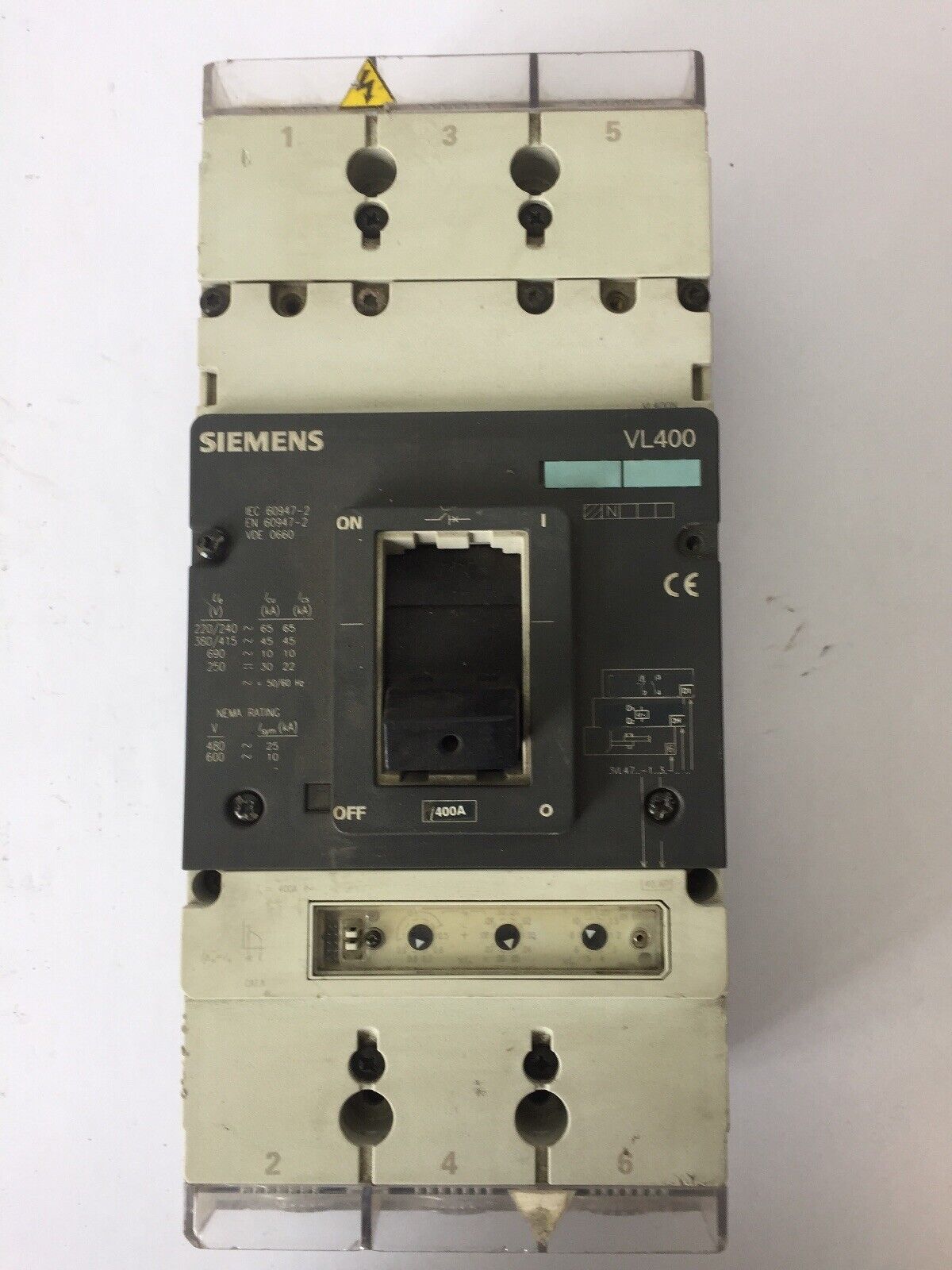 SIEMENS VL400N 3VL4740-1AA34-0AA0 CIRCUIT BREAKER 400A 250VDC 600VAC