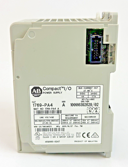 ALLEN-BRADLEY - 1769-PA4 SER. A, F/W REV. N/A, DIR/VER 10000392629/02 - PWR SPLY