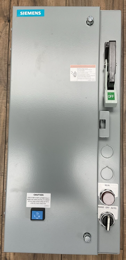 SIEMENS 17DUD92BF11 FUSIBLE COMBINATION STARTER 600VAC 30A 3PH 10HP COIL 120VAC