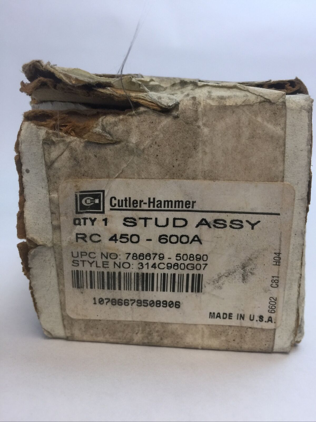 CUTLER HAMMER 314C960G07 STUD ASSY RC 450-600A