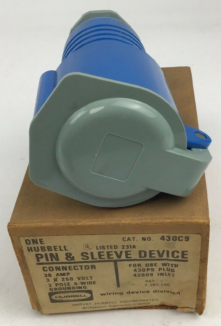 HUBBELL 430C9 PIN&SLEEVE 30AMP 250VOLT 3POLE 4-WIRE GROUNDING