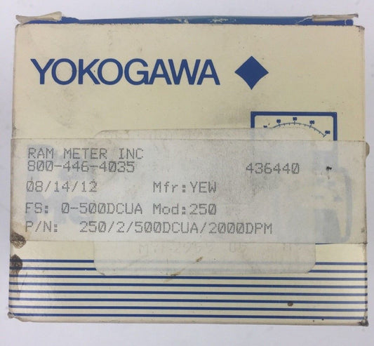 YOKOGAWA RAM METER 800-446-4035 250/2/500DCUA/2000DPM