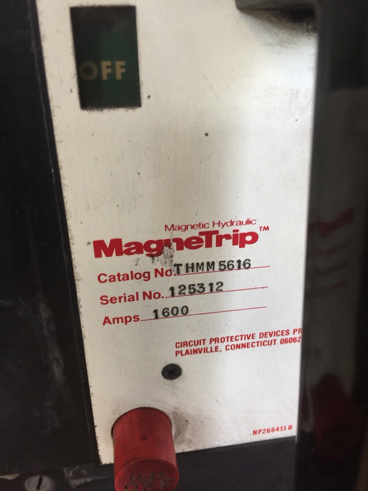 GE THMM5616 POWER BREAK MAGNETIC HYDRAULIC MAGNETRIP 1600AMP 250VDC 600VAC