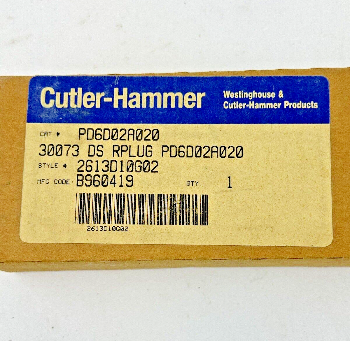 CUTLER-HAMMER - PD6D02A020 -  DIGITRIP RMS RATING PLUG - 200 AMP -FACTORY SEALED