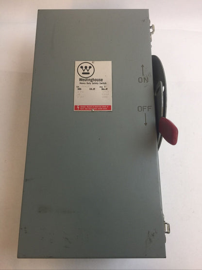 WESTINGHOUSE JHUN261 NON FUSIBLE SAFETY SWITCH 600V 30A 15HP TYPE 12 DUST-TIGHT