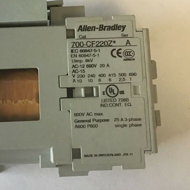 ALLEN BRADLEY 700-CF220Z* CONTACTOR SER.A  W/100-FSD250 SURGE SUPP. **LOTOF2**