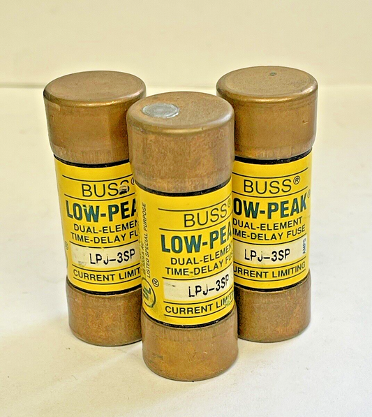 BUSS *LOT OF 3* LPJ-3SP  LOW-PEAK DUAL-ELEMENT TIME DELAY FUSES  3A 600VAC