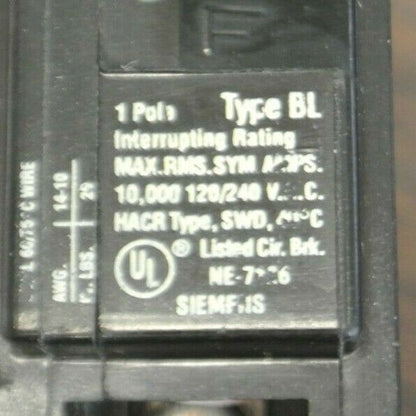 BOX of 10 / I-T-E B120 BOLT-ON CIRCUIT BREAKER 20A / 120/240VAC / 1-POLE