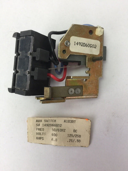 WESTINGHOUSE/CUTLER HAMMER A1X3RT AUXILIARY SWITCH 600VAC 125/250VDC 1492D60G02