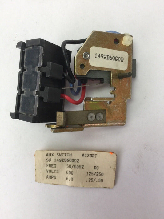 WESTINGHOUSE/CUTLER HAMMER A1X3RT AUXILIARY SWITCH 600VAC 125/250VDC 1492D60G02