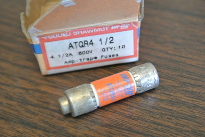 LOT of 2 / GOULD-SHAWMUT ATQR4-1/2 AMP-TRAP® FUSE / 4-1/2A / 600V / NEW SURPLUS