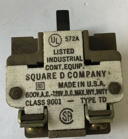 SQUARE D 9001 TYPE TD CONTACT BLOCK 600VAC 120VDC ***LOTOF5***