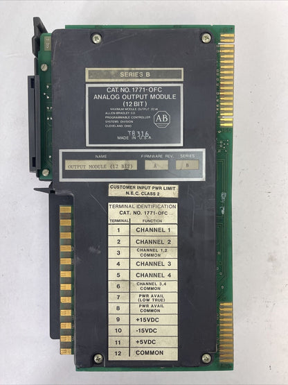 ALLEN BRADLEY 1771-OFC ANALOG OUTPUT MODULE (12 BIT) SERIES B FIRMWARE REV. A