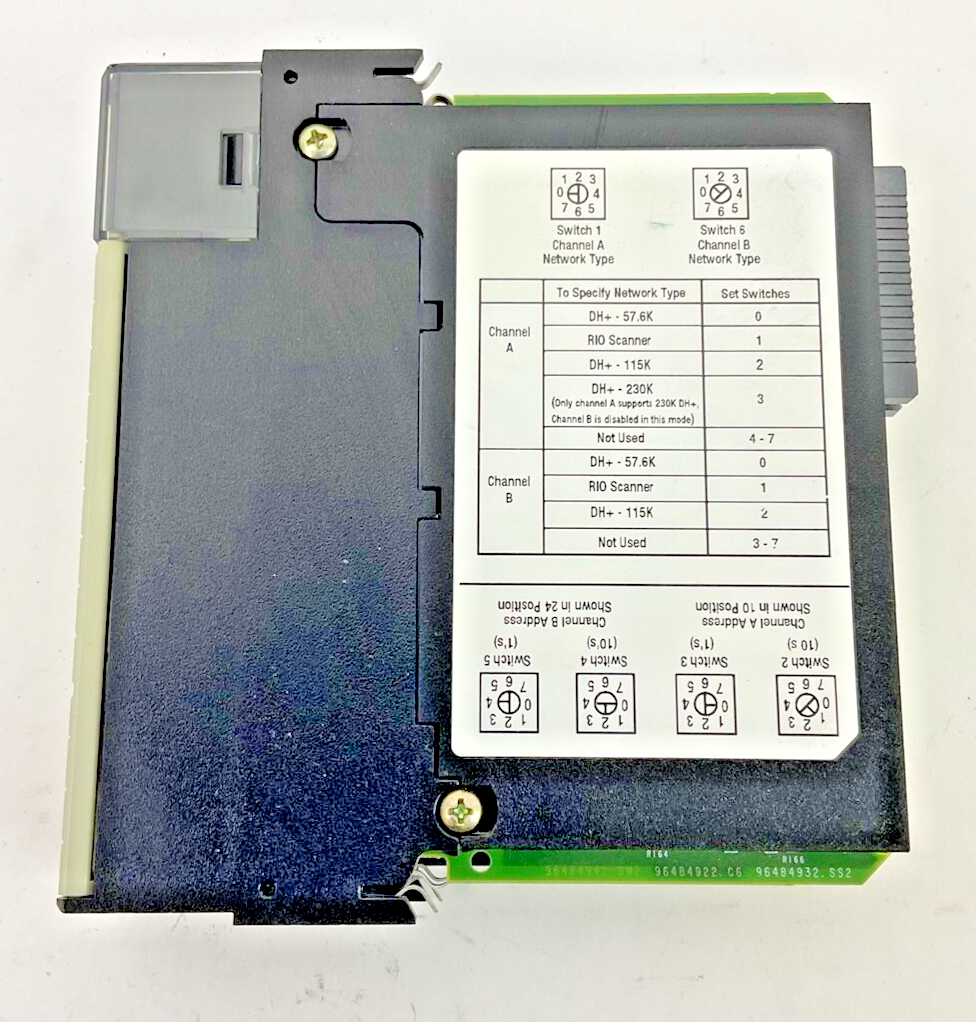 ALLEN BRADLEY 1756-DHRIO COMMUNICATION INTERFACE CAT.REV.D01 FWREV.6.2 24VDC