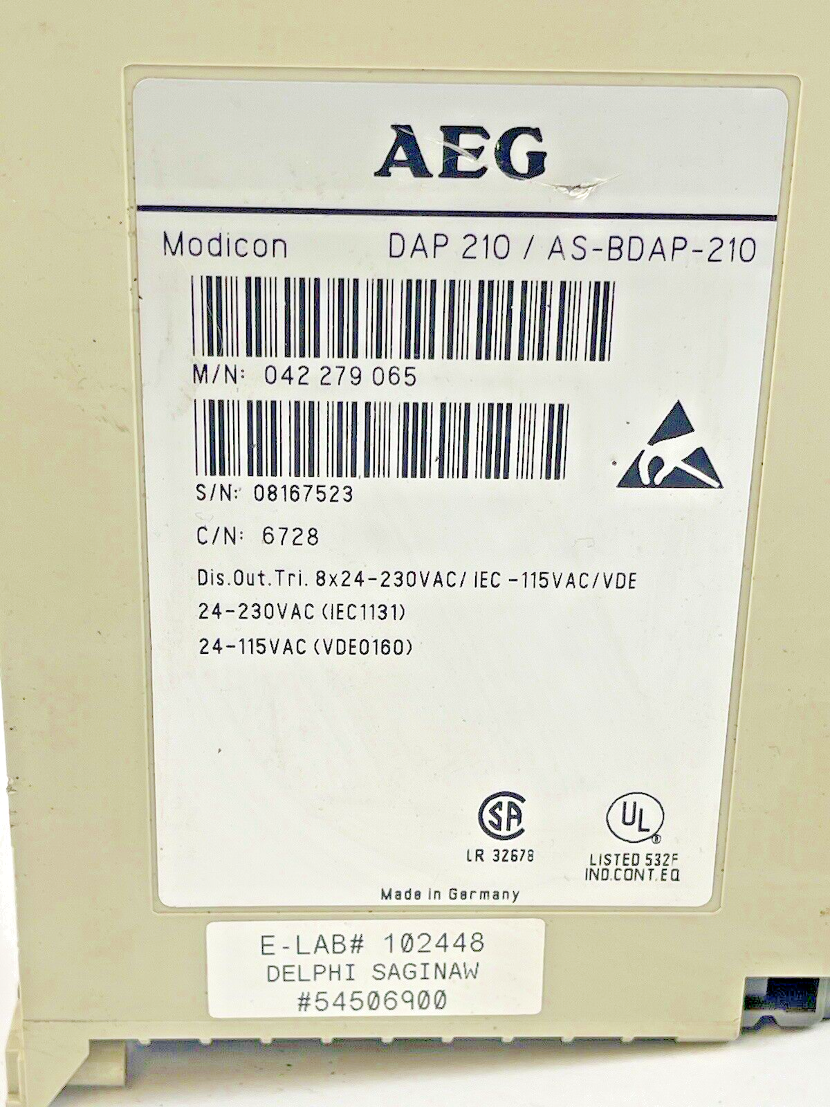 MODICON - AEG DAP 210/AS-BDAP-210 - OUTPUT MODULE