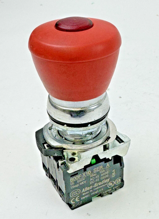 ALLEN-BRADLEY - 800F-N3R SER. B - RED PUSH BUTTON W/ 800F-X10 / A & 800F-X01 / A