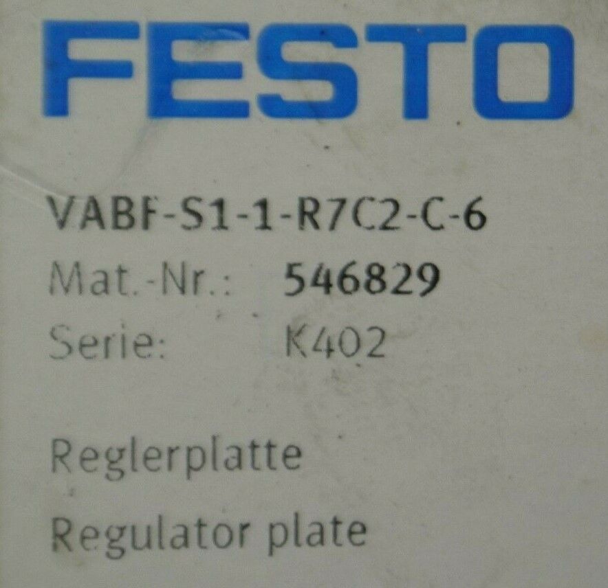 FESTO VABF-S1-1-R7C2-C-6 / REGULATOR PLATE / NEW SURPLUS