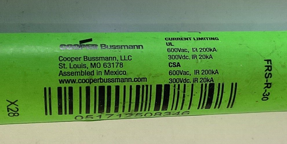 BUSSMANN FRS-R-30 FUSE 600VAC 300VDC RK5****LOTOF2****