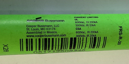 BUSSMANN FRS-R-30 FUSE 600VAC 300VDC RK5****LOTOF2****