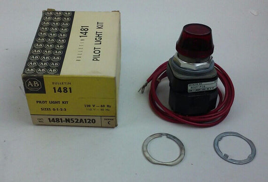 ALLEN BRADLEY PILOT LIGHT MODULE KIT 1481-N52A120 (red 800T-P16 light) (NEW)