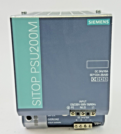 SIEMENS - 6EP1334-3BA00 - SITOP PSU200M POWER SUPPLY - 10A, 24 VDC, 50/60 Hz