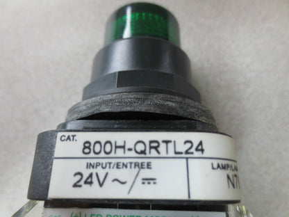 ALLEN-BRADLEY 800H-QRTL24 / 800T-NL24 GREEN PUSH-TO-TEST / LED POWER MODULE 24V
