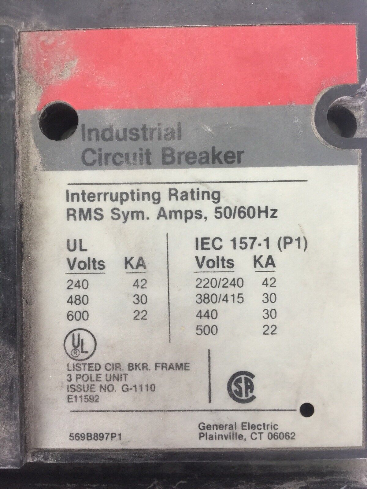 GE TJ4V2601 INDUSTRIAL CIRCUIT BREAKER 150A 600VAC 3POLE T4VTG VERSA TRIP 600VAC