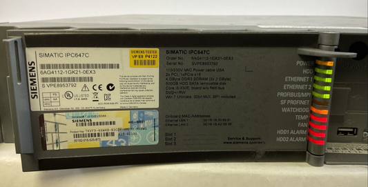 SIEMENS SIMATIC IPC647C 6AG4112-1GK21-0EX3 WORKSTATION 110/230VAC 500GB HDD SATA