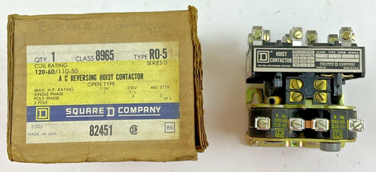 SQUARE D 8965 R0-5 AC REVERSING HOIST CONTACTOR 575V SER.D