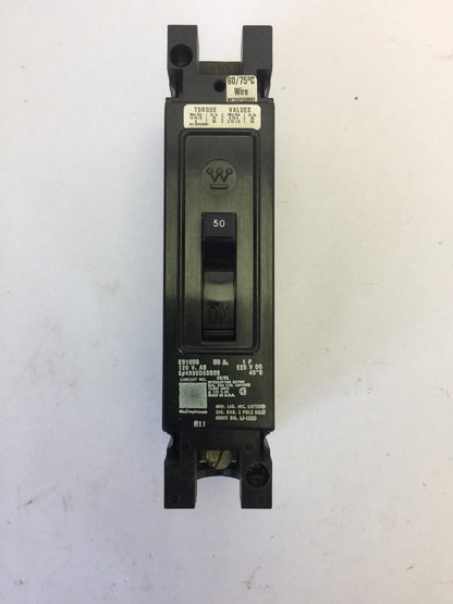 WESTINGHOUSE EB1050 CIRCUIT BREAKER 50AMP 1POLE 120/240VAC 125VDC 4990D03G08