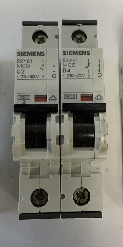 SIEMENS 5SY61 MCB CIRCUIT BREAKERS C1(1) C2(1) C4(1) C6(2) 230/400VA***LOTOF5***