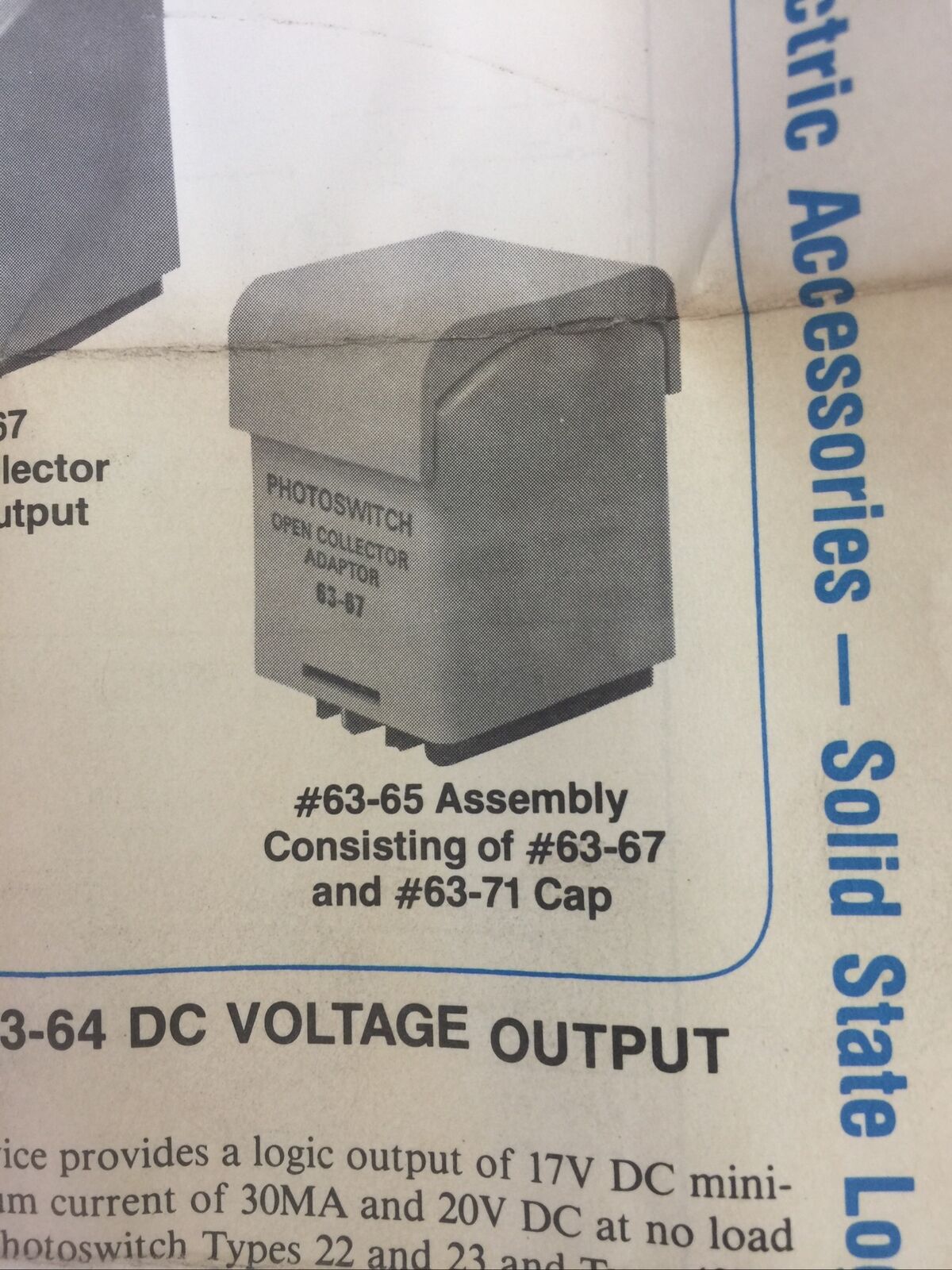 PHOTOSWITCH 63-65 SOLID STATE LOGIC OUTPUT OPEN COLLECTOR CURRENT SINK