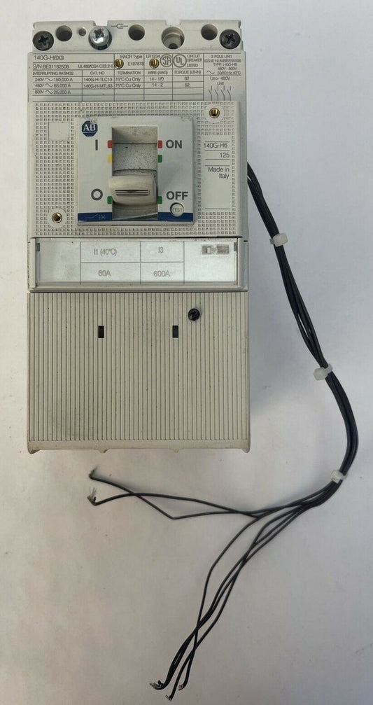 ALLEN BRADLEY 140G-H6C3-C60-FB SER A CIRCUIT BREAKER 240/480/600VAC 3P 140G-H6