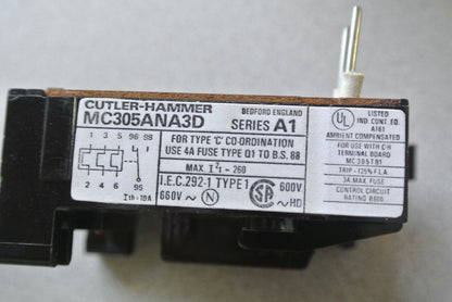 CUTLER-HAMMER MC305ANA3D - SERIES A1 THERMAL OVERLOAD RELAY -  NEW SURPLUS