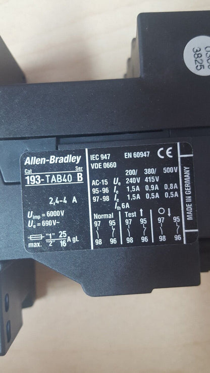 Allen Bradley overload relay 193-TAB24 2,4-4 A