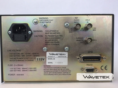 WAVETEK MODEL 39 30MS/S UNIVERSAL WAVEFORM GENERATOR 198-264VAC 250mA(T)250V HRC