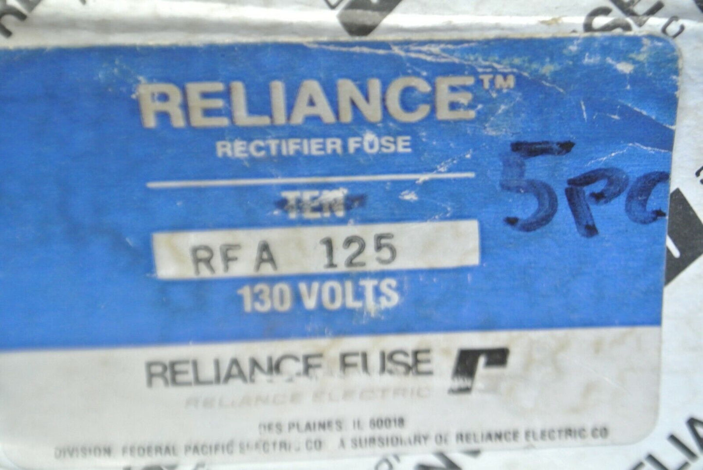 RELIANCE RFA125 RECTIFIER FUSE / 125A / 130V / NEW SURPLUS