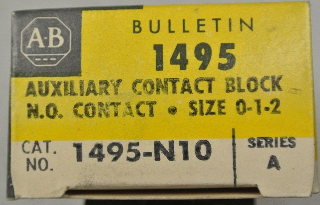 ALLEN-BRADLEY 1495-N10 / AUXILIARY CONTACT BLOCK / N.O. CONTACT / SIZE 0, 1, 2