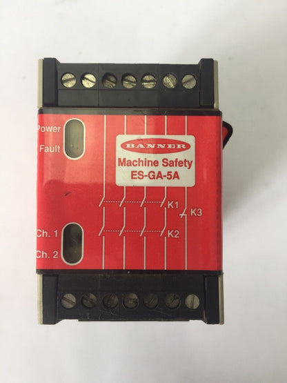 BANNER ES-GA-5A MACHINE SAFETY RELAY 24VDC OR 115VAC 250 mA/100mA