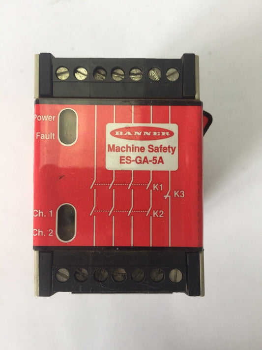 BANNER ES-GA-5A MACHINE SAFETY RELAY 24VDC OR 115VAC 250 mA/100mA
