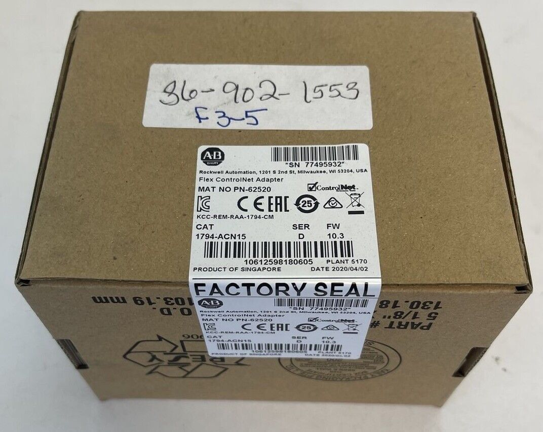 ALLEN BRADLEY 1794-ACN15 FLEX CONTROL NET ADAPTER SER D FW 10.3