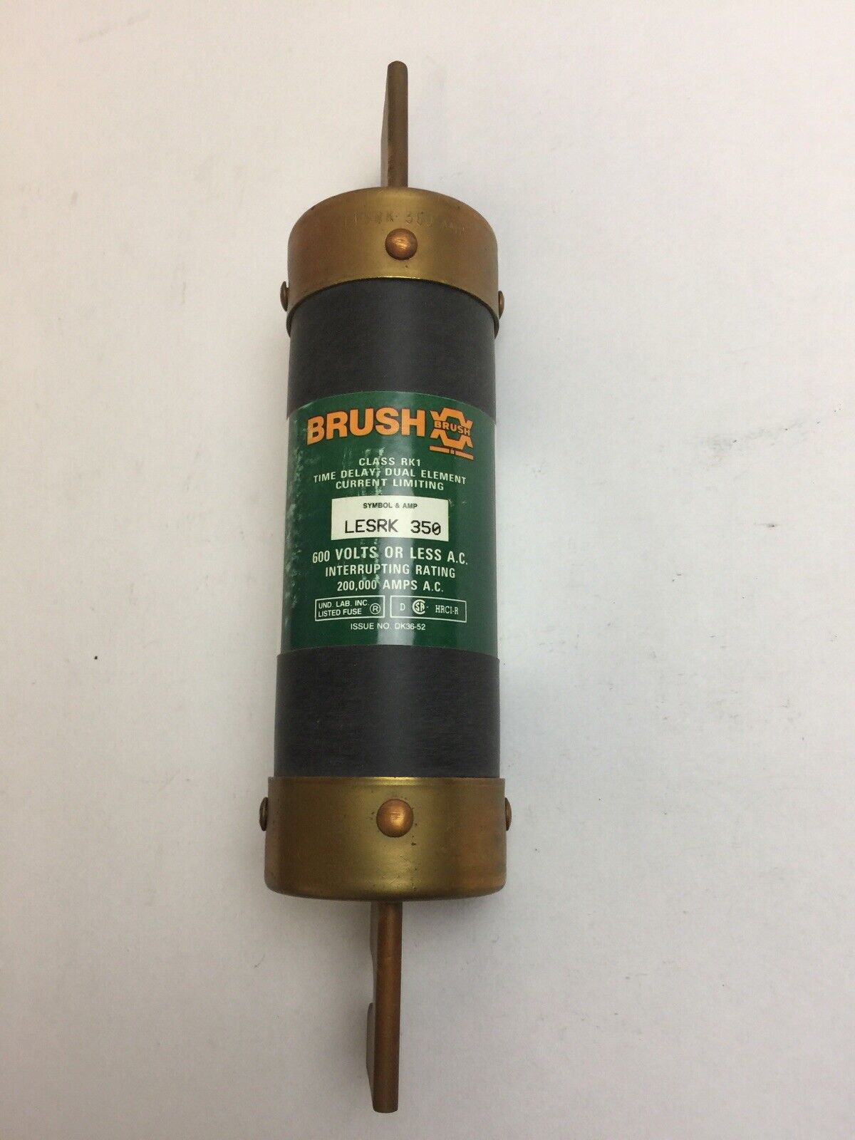 BRUSH LESRK350 TIME DELAY DUAL ELEMENT CURRENT LIMITING FUSE 350A 600VAC CLASS